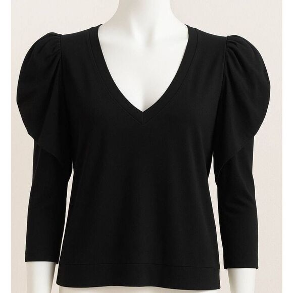 Lavia Tops - Lavia Womens xlarge longsleeve lightweight puff sleeve blouse top black